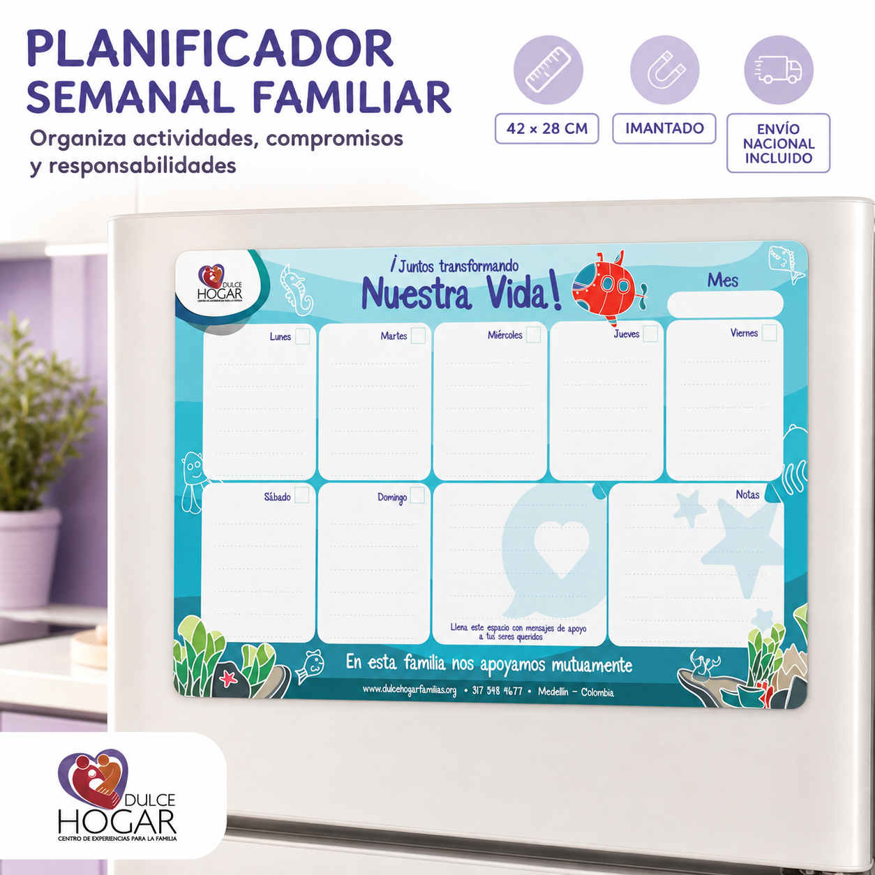 Tablero Planificador Semanal Imantado | Organizador familiar
